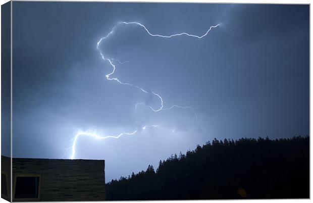 Lightning over Rocks Resort, Switzerland. Canvas Print by Scott Simpson