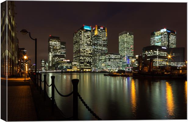 The Docks By Night Canvas Print by Paul Shears Photogr