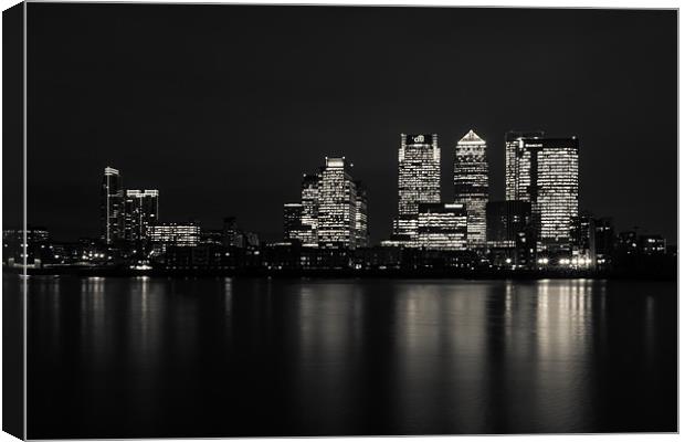 Canary Wharf From Across The River Thames II Canvas Print by Paul Shears Photogr