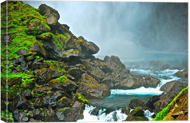 waterfall misty moss rocks Canvas Print by Jonah Anderson Photography