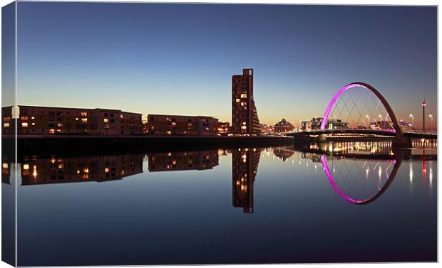 Glasgow Clyde Arc bridge reflection Canvas Print by Grant Glendinning