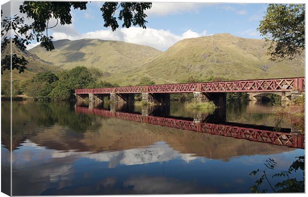 Loch Awe Railway bridge Reflection Canvas Print by Grant Glendinning