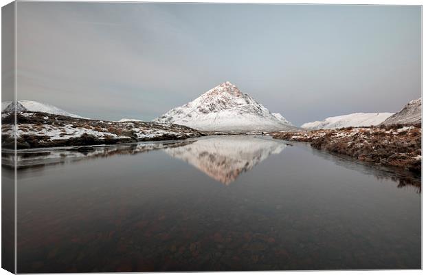 Etive Mountain Reflection  Canvas Print by Grant Glendinning