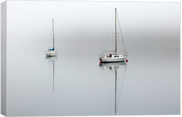 Misty boats Canvas Print by Grant Glendinning