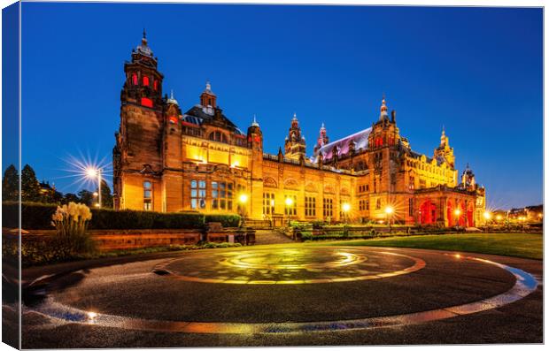 Glasgow Kelvingrove Twilight Canvas Print by Grant Glendinning