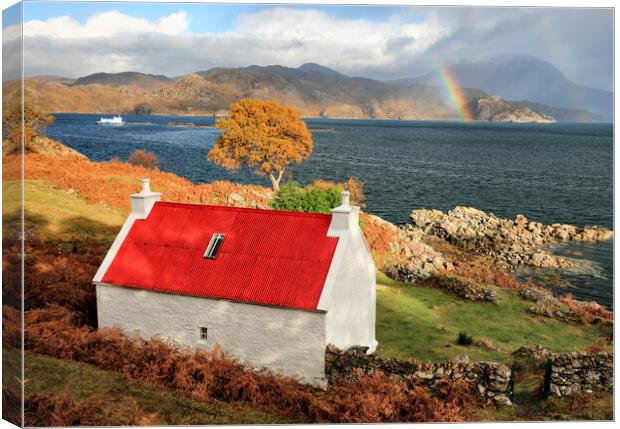 Loch Shieldaig Cottage Canvas Print by Grant Glendinning