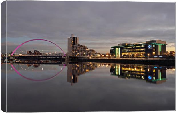 Glasgow River Clyde - Clyde Arc Bridge and STV Stu Canvas Print by Maria Gaellman