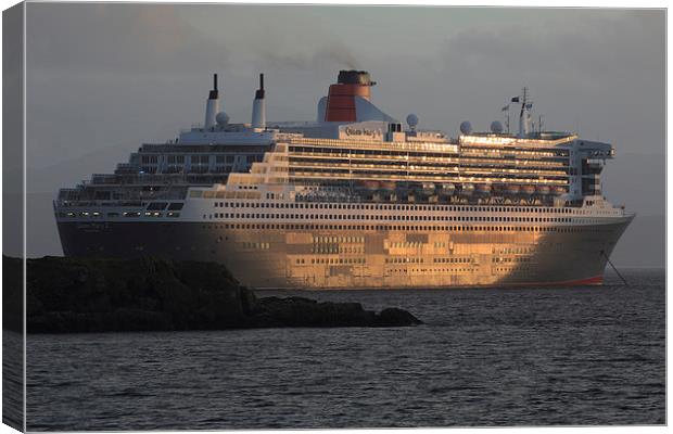 RMS Queen Mary 2 at Sunset Canvas Print by Maria Gaellman