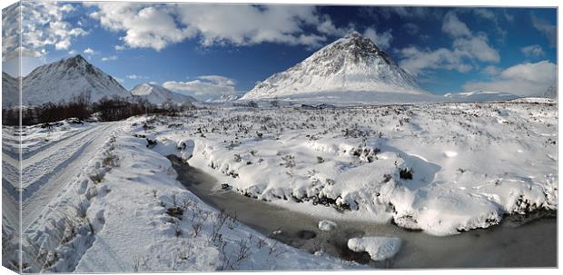 The road to Glen Etive in Winter - Panorama Canvas Print by Maria Gaellman