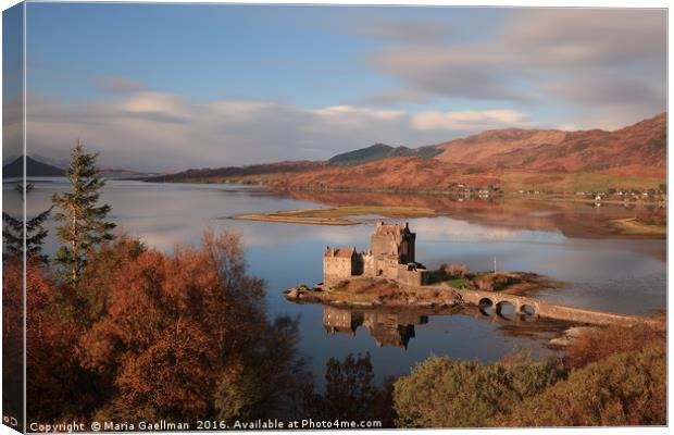 Eilean Donan Castle in Autumn - Long exposure Canvas Print by Maria Gaellman