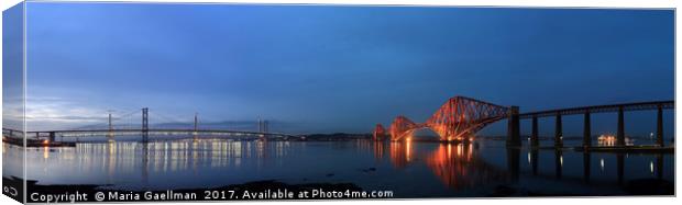 Firth of Forth Bridges at Twilight - Panorama Canvas Print by Maria Gaellman