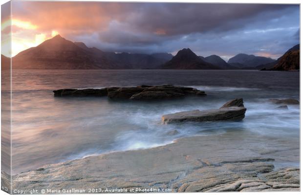 Overcast Cuillins at Sunset Canvas Print by Maria Gaellman