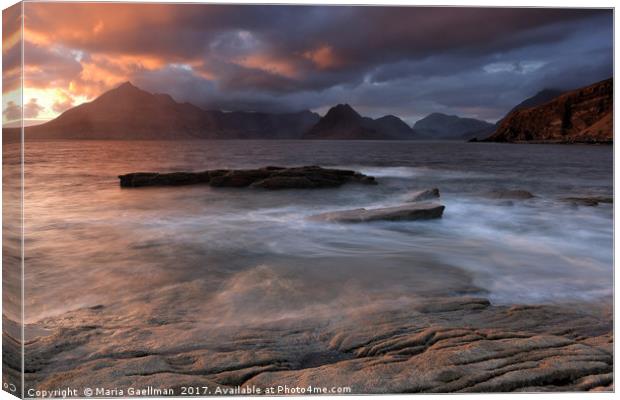 Overcast Cuillins at Sunset Canvas Print by Maria Gaellman