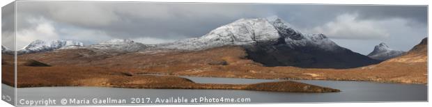 Mountains from Knockan Crag - Panorama Canvas Print by Maria Gaellman