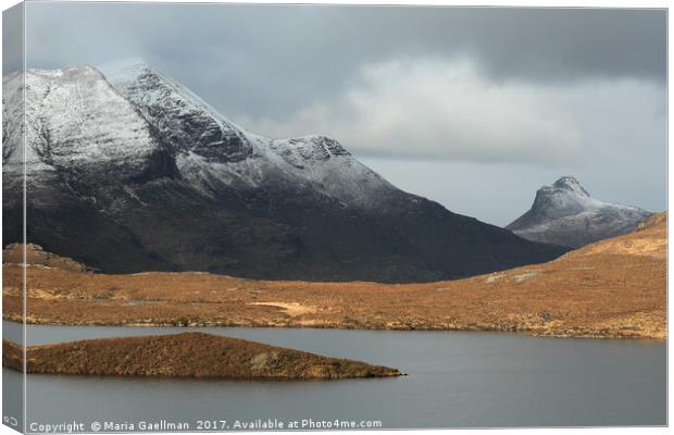 Mountains from Knockan Crag  Canvas Print by Maria Gaellman