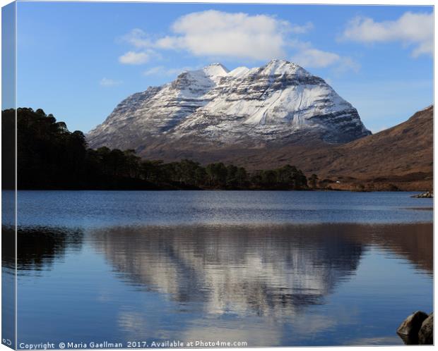 Liathach and Loch Clair Reflections in Panorama Canvas Print by Maria Gaellman