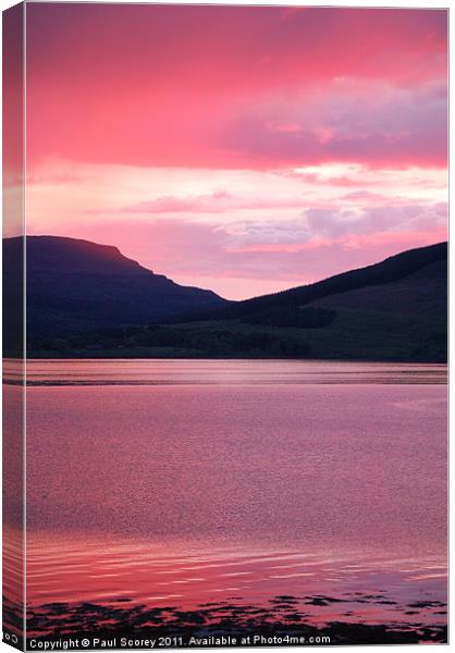 Sunset over Mull Canvas Print by Paul Scorey