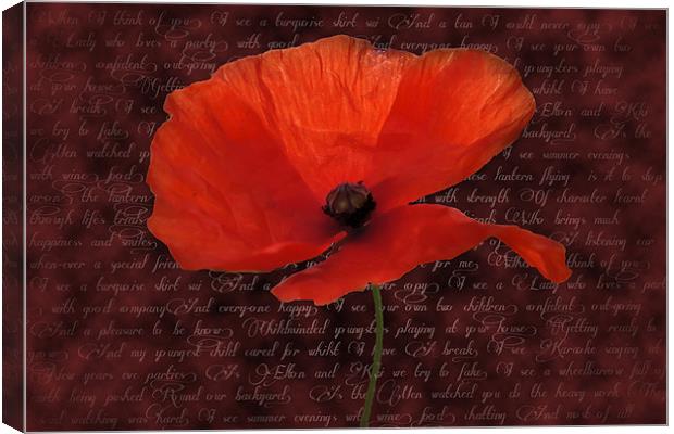 Red Poppy and Poem Canvas Print by Daves Photography