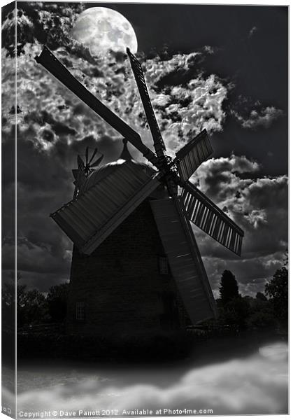 Heage Windmill - Haunted By Moonlight Canvas Print by Daves Photography