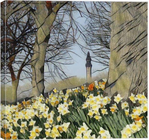 WAINHOUSE TOWER THROUGH THE DAFFODILS Canvas Print by Jacque Mckenzie