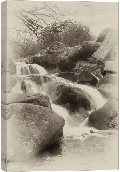 Vintage look waterfall Canvas Print by Images of Devon