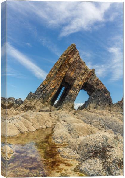 Blackchurch Rock, Mouthmill beach Canvas Print by Images of Devon