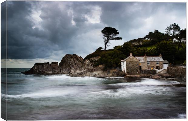 A Stormy Looking Lee Bay, North Devon Canvas Print by Images of Devon
