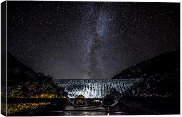  The Caban Coch Dam and Milky Way. Elan Valley.  Canvas Print by Ian Collins