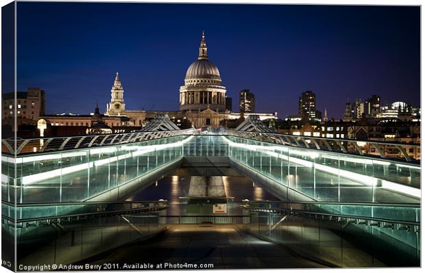 St Pauls Cathedral and the Millennium Bridge Canvas Print by Andrew Berry