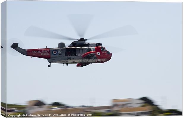Royal Navy Rescue Helicopter Canvas Print by Andrew Berry