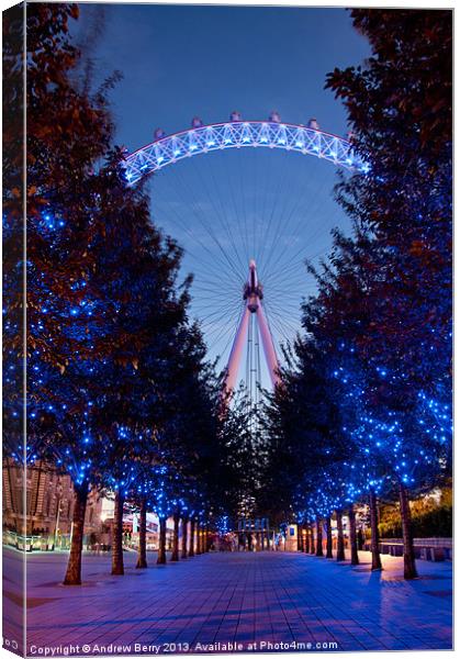 London Eye Avenue of Trees Canvas Print by Andrew Berry