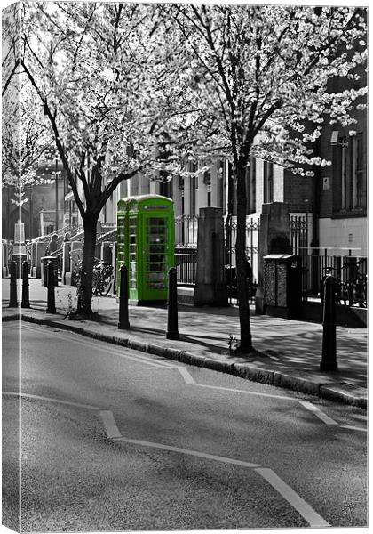 Green phone box  Canvas Print by Jack Jacovou Travellingjour