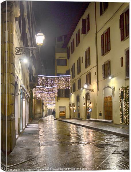 Street in Florence after the rain Canvas Print by Angela Wallace