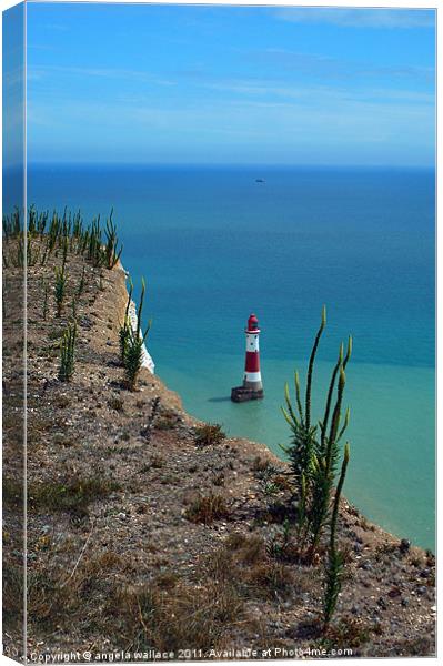 Lighthouse at Beachy Head Canvas Print by Angela Wallace
