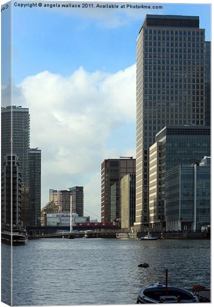 London Docklands Cityscape Canvas Print by Angela Wallace