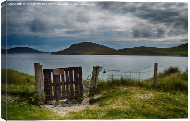 The gate Vatersay Canvas Print by Angela Wallace