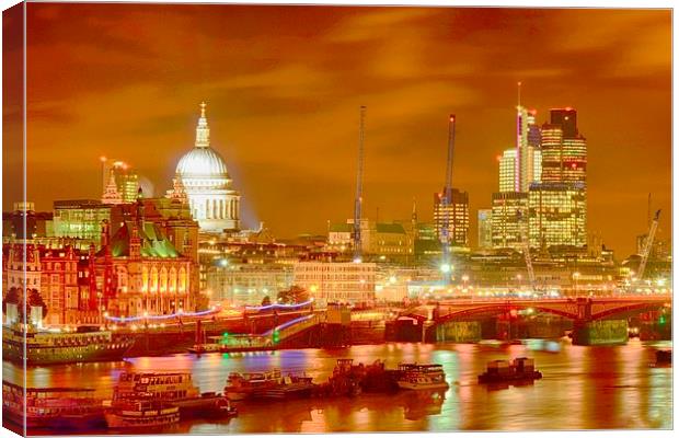London City scape HDR Canvas Print by Angela Wallace