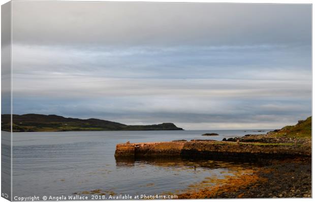 The Pier Calgary Bay Mull Canvas Print by Angela Wallace