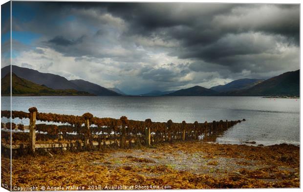 Storm clouds over Loch Linnhe Canvas Print by Angela Wallace