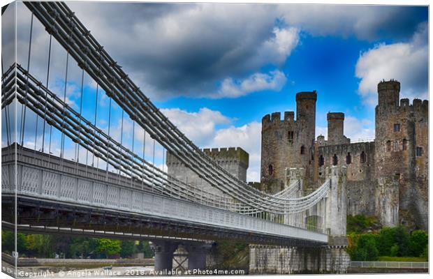 Conwy Castle and Bridge Canvas Print by Angela Wallace