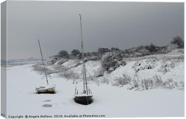 Sailing boats in the snow Canvas Print by Angela Wallace