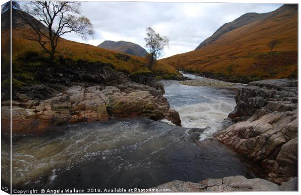 The river at Glen  Etive Canvas Print by Angela Wallace