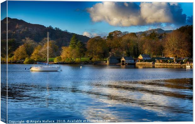 Moored up on Lake Windermere Canvas Print by Angela Wallace