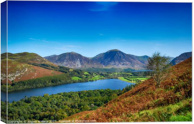 Mountain views across Loweswater Lake District Canvas Print by Angela Wallace