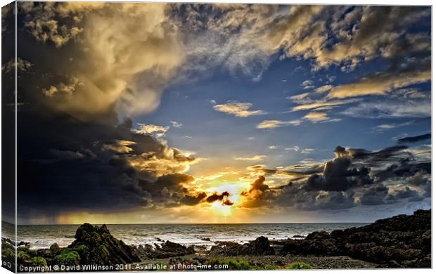 Sunset over Lundy Island Canvas Print by Dave Wilkinson North Devon Ph