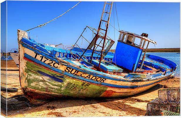 Old Portugees Fishing Boat Canvas Print by Dave Wilkinson North Devon Ph