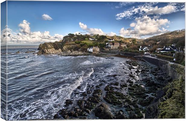 High tide at Lee Bay Canvas Print by Dave Wilkinson North Devon Ph