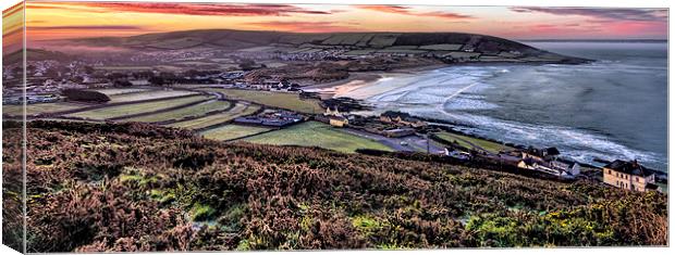 Croyde Bay panorama Canvas Print by Dave Wilkinson North Devon Ph