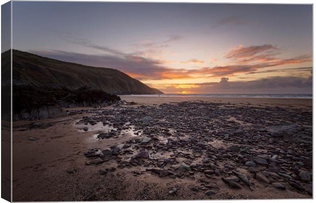  Putsborough Sands sunset Canvas Print by Dave Wilkinson North Devon Ph