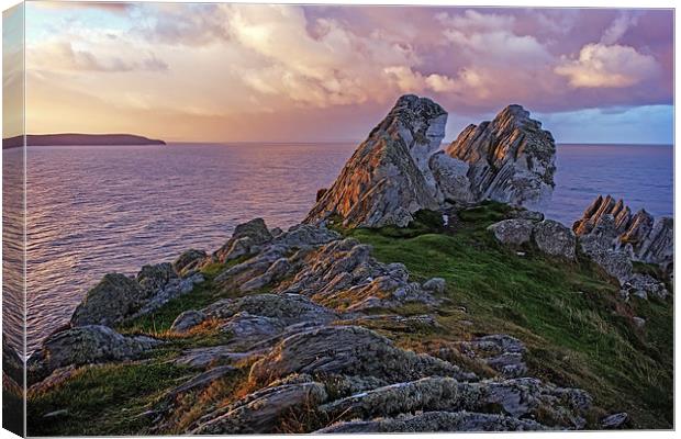  Morte Point sunrise Canvas Print by Dave Wilkinson North Devon Ph